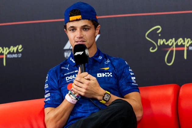 F1 - SINGAPORE GRAND PRIX 2026 NORRIS Lando (gbr), McLaren F1 Team MCL40, portrait, pre-event press conference, PK, Pressekonferenz during the 2026 Formula 1 Singapore Grand Prix, 17th round of the 2026 Formula One World Championship, WM, Weltmeisterschaft from October 9 to 11, 2026 on the Marina Bay Street Circuit, in Singapore, Singapore - SingaporeSingapore Copyright: xJulienxDelfossex