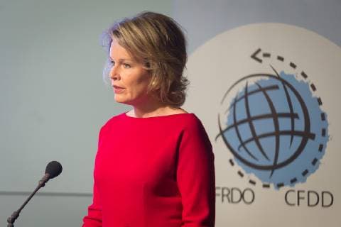 Queen Mathilde of Belgium delivers a speech at the 25th anniversary of the CFDD-FRDO federal council for sustainable development, in Brussels, Friday 12 October 2018. JAMESxARTHURxGEKIERE 05445809