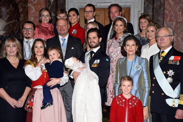 Marie Hellqvist, Princess Sofia, Prince Alexander, Prince Gabriel, Prince Carl Philip, Princess Estelle, Queen Silvia, King Carl XVI Gustaf, Oscar Kylberg, Thomas de Toledo Sommerlath, Sara Hellqvist, Princess Copyright: xKarinxTörnblom TTx Prince Gabriel s christening, Drottningholm Palace Chapel, 2017-
