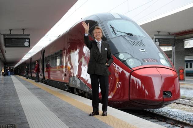 Luca Cordero di Montezemolo inaugurates the NTV, Europe s most modern train - Italy President Luca Cordero di Montezemolo, in front of the high speed train Italo, in Naples railway station, on the occasion of the inaugural trip to Naples, Italy, April 20, 2012. Named Italo , Italy s first private high-speed train is the Europe s most modern train. Launched by Ferrari head Luca di Montezemolo s company NTV it made its inaugural journey from Rome to Naples. Italo travels at a top speed of 360 km per hours. NTV, is a euro900 million project that will link Rome, Milan, Turin, Venice, Florence, Bologna, Naples, Bari and Salerno. It has three different coach classes. Photo by ABACAPRESS.COM Naples Italy Copyright: xABACAx 317368_003 ABACAx 317368_003