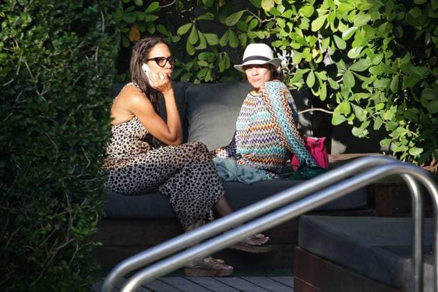 Barbara Feltus, Boris Becker s first wife, and Sharlely Kerssenberg, Becker s current wife, are spotted chatting together poolside in Miami 71241, MIAMI, FLORIDA - Tuesday December 27, 2011. Sharlely Lilly Kerssenberg, current wife of Tennis legend Boris Becker, and Barbara Feltus, Boris Becker s first wife, are seen hanging out together at the pool of a Miami hotel. Feltus famously took their children Noah and Elias to Miami after being contacted by a woman claiming to be pregnant with Boris child. Barbara bypassed her prenuptial agreement, ultimately setting up an international custody battle. , Credit:Thibault Monnier, Pacific Copyright: xThibaultxMonnier,xPacificCoastNews.comx xAvalonx 0527418217