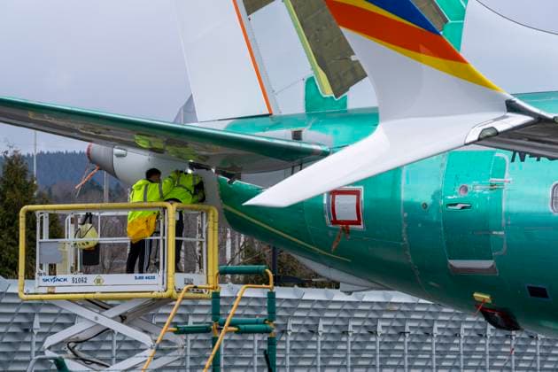 March 12, 2024, Renton, Washington, USA: Boeing airplanes in various stages of maintenance stand at the edge of the runway of Renton Municipal Airport near the Boeing Renton Factory, Tuesday. The Boeing Renton Factory is where the company s Boeing 737 MAX 9 passenger airliners are manufactured. Monday, the Department of Justice (DOJ) announced it has launched a criminal investigation into Boeing, little over two months after a door plug blew off an Alaskan Airlines 737 mid-flight. Meanwhile, the National Transportation Safety Board (NTSB) is conducting its own probe into the company. The chair of the board said getting Boeing to hand over the information needed has been frustrating. Questions about passenger safety and Boeing planes were di - ZUMAb344 20240312_znp_b344_011 Copyright: xM.xScottxBrauerx