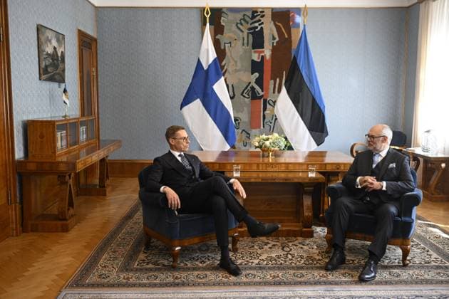 Finnish President Alexander Stubb and Estonian President Alar Karis in Tallinn, Estonia on May 27, 2024. President President Alexander Stubb pays a three-day state visit to Estonia. Tallinn Estonia Copyright: xMarkkuxUlanderx LKFTJK20240527114746YSWK
