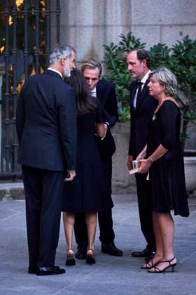 September 8, 2024, Madrid, Madrid, Spain: KING FELIPE VI of Spain, QUEEN LETIZIA of Spain, BELTRAN GoMEZ-ACEBO, BRUNO GoMEZ-ACEBO AND SIMONETA GoMEZ-ACEBO attend the Mass Tribute for Juan Go³mez-Acebo at the Iglesia Catedral de las Fuerzas Armadas Madrid Spain - ZUMAc260 20240908_zep_c260_059 Copyright: xMikexChicorrox