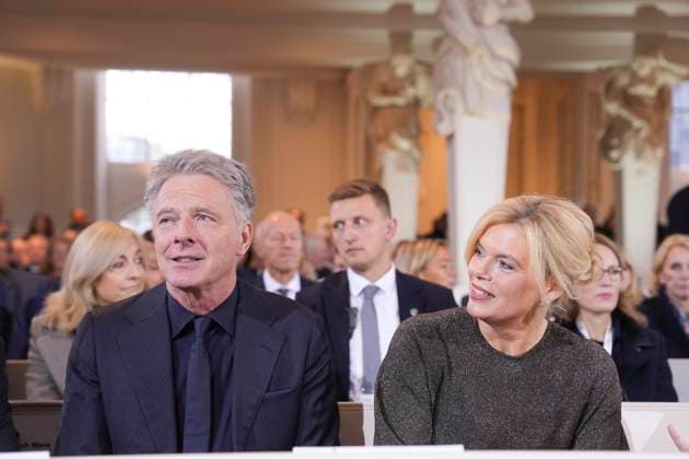 Celebrations for the Day of German Unity in Saarbruecken Bundestag President Julia Kloeckner together with her friend Jorg Pilawa in the front row at the church service as part of the celebrations for the Day of German Unity, Saarbruecken, 03 10 2025 Saarbruecken Saarland Germany