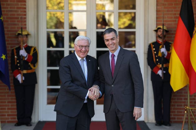 Sánchez receives Steinmeier at the Moncloa Palace The President of the Government, Pedro Sánchez d , and the German Federal President, Frank Walter Steinmeier i , during a meeting, at the Moncloa Palace, on November 27, 2025, in Madrid Spain The German President, Frank Walter Steinmeier, began yesterday, November 26, his first state visit to Spain, which includes meetings with the King, the President of the Government and a trip to the Basque Country to pay homage to the victims of the Nazi bombing in Gernika, November 26, his first state visit to Spain, which includes meetings with the King, the President of the Government, and a trip to the Basque Country to pay homage to the victims of the Nazi bombing of Gernika during the Civil War 27 Copyright: xAlejandroxMartinezxVÃ lezx 7130059