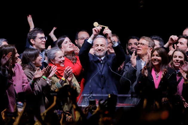 Emmanuel Gregoire, ex former deputy mayor of Paris, reuniting the left wing parties except extreme left LFI , has been elected as new mayor of the French capital with 51 of votes, March 22nd Emmanuel GREGOIRE, actuel depute PS, candidat PS aux élections municipales de mars 2026 pour la mairie de Paris remporter le siège de Maire de Paris lors de la soiree electorale des résultats des votes du second tour de scrutin des elections municipales de Paris 2026, le dimanche 22 mars 2024, in Paris, Place de la Bataille de Stalingrad Rotonde de Stalingrad, Ile de France, Europe Emmanuel GREGOIRE, former first deputy mayor of Paris under Anne HIDALGOs second term of office, current PS deputy for the 7th constituency of Paris, candidate for the Socia Copyright: xStephanexAllamanx xStarfacex STAR_454349_016
