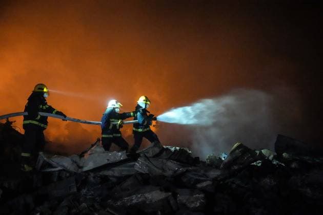 (260505) -- CHANGSHA, May 5, 2026 -- Rescuers work on site after an explosion at a fireworks plant in Guandu Town of Liuyang, central China s Hunan Province, May 5, 2026. Three people were killed, and 25 others were injured, including two in serious condition, after an explosion hit a fireworks plant in central China s Hunan Province on Monday, according to a local emergency management bureau. The explosion occurred at around 4:43 p.m. at the plant in Liuyang, a county-level city under Changsha, capital city of Hunan. After the accident, local emergency and fire rescue forces rushed to the scene to carry out rescue operations, which are still underway. ) (SpotNews) CHINA-HUNAN-LIUYANG-FIREWORKS PLANT-EXPLOSION (CN) ChenxSihan