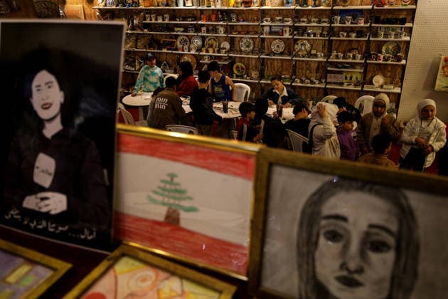 May 5, 2026, Beirut, Beirut, Lebanon: Displaced children draw during a workshop and an exhibition at a local theatre under the slogan Our Land, Our Identity , showcasing childrenâ€⠢s artwork about memory, belonging and hope. Despite an announced ceasefire between Israel and pro-Iranian Hezbollah in place since 17 April, the displacement and humanitarian crisis in Lebanon is far from over. This is a deeply fragile moment, marked by ongoing Israeli airstrikes, shelling, demolitions, evacuation orders, bans on return to certain areas and movement restrictions that continue to drive repeated displacement and rapidly growing humanitarian needs. Beirut Lebanon - ZUMAn313 20260505_zip_n313_011 Copyright: xMarwanxNaamanix