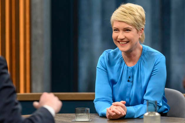 in the picture from l Manuela Schwesig, Minister President Mecklenburg-Vorpommern, SPD, GER, Berlin, Studio, guest of Caren Miosga, Polittalk, TV, format, recording, Das Erste, from Adlershof at Studio 20, topic How does the SPD want to regain trust, Ms. Schwesig 10 05 2026 Copyright: HMBxMedia UwexKoch