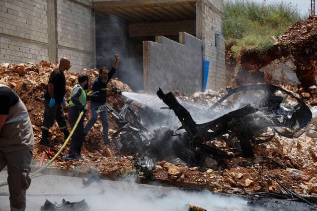 May 13, 2026, Chouf District, Mount Lebanon, lebanon: A series of four Israeli drone strikes targeted the coastal highway linking Sidon to southern Lebanon, hitting areas in Barja, Jiyeh, Saadiyat and Sidon. The attacks killed at least nine people, including a mother and her two children, and wounded one person, marking one of the deadliest days along the coastal route in recent weeks. Chouf District lebanon - ZUMAb339 20260513_znp_b339_004 Copyright: xAbdulxKaderxAlxBayx