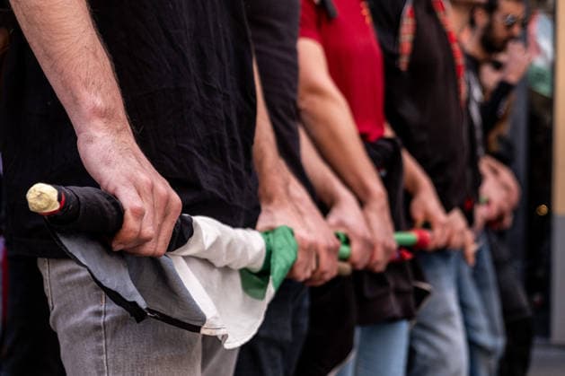 May 16, 2026, Milan, Lombardy, Italy: People take part in a national rally in support of Palestine on May 16, 2026, in Milan. The rally, organized in the run-up to the general strike on May 29, drew participants from all over Italy, and the organizers drew up 17 demands, including an end to the genocide, the termination of all economic agreements with Israel, and a halt to arms sales to Israel. Milan Italy - ZUMAs377 20260516_znp_s377_007 Copyright: xPietroxStariccox