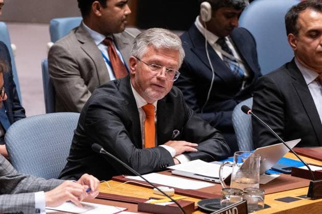 May 19, 2026, New York, New York, USA: Ambassador Andrii Melnyk of Ukraine speaks during Security Council meeting on situation in Ukraine requested by Ukrainian Mission and supported by Latvia, UK, Greece, Denmark, France at United Nations Headquarters in New York, NY on May 19, 2026. China is the President of Security Council for the month of May. New York USA - ZUMAr339 20260519_znp_r339_014 Copyright: xLevxRadinx