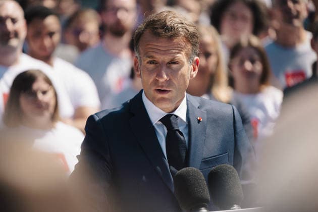 Emmanuel Macron, President of the French Republic during his speech at the European Forum on Computing Power, Quantum Sciences and Technologies, and Semiconductors at the Very Large Computing Centre of the French Alternative Energies and Atomic Energy Commissariat CEA in Bruyères le Châtel, south of Paris, le 22 mai 2026 Grégoire Campione Pool Bestimage French President during a visit to the European Forum on Computing Power, Quantum Sciences and Technologies, and Semiconductors at the Very Large Computing Centre of the French Alternative Energies and Atomic Energy Commission CEA in Bruyeres le Chatel, south of Paris, France, on May 22, 2026 Bruyères le Châtel France Copyright: xGrà goirexCampione Pool BestimagexGrà goirexCampione Pool Bestimagex