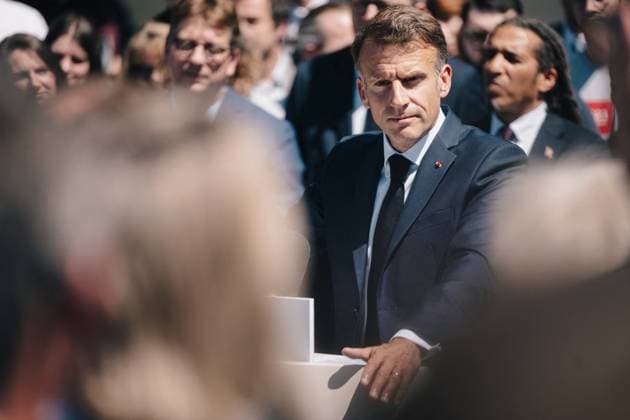 Emmanuel Macron, President of the French Republic during his speech at the European Forum on Computing Power, Quantum Sciences and Technologies, and Semiconductors at the Very Large Computing Centre of the French Alternative Energies and Atomic Energy Commission CEA in Bruyères le Châtel, south of Paris, le 22 mai 2026 Grégoire Campione Pool Bestimage French President during a visit to the European Forum on Computing Power, Quantum Sciences and Technologies, and Semiconductors at the Very Large Computing Centre of the French Alternative Energies and Atomic Energy Commission CEA in Bruyeres le Chatel, south of Paris, France, on May 22, 2026 Bruyères le Châtel France Copyright: xGrà goirexCampione Pool BestimagexGrà goirexCampione Pool Bestimagex