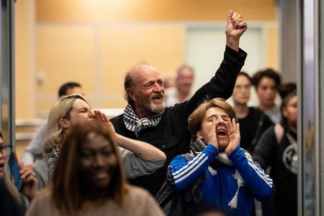 May 24, 2026, Vancouver, Bc, CANADA: Mary Grace Mathisen, left to right, and Michael France and Sebastian Tow, members of the Gaza bound flotilla which was detained by Israel, arrive at the Vancouver International Airport in Richmond B.C., on Sunday, May 24, 2026. Vancouver CANADA - ZUMAc35_ 20260524_zaf_c35_144 Copyright: xEthanxCairnsx