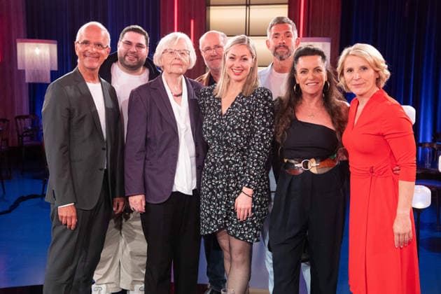 from left Christoph Maria HERBST, actor, Leon XSKINCARE, influencer, Elfriede HEITKAMP, author, Harald LESCH, presenter, scientist, Ruth MOSCHNER, actress, Micky BEISENHERZ, presenter, Christine NEUBAUER, actress, Susan LINK, presenter, guest on the program ,,Koelner Treff,, on WDR television, 29 05 2026