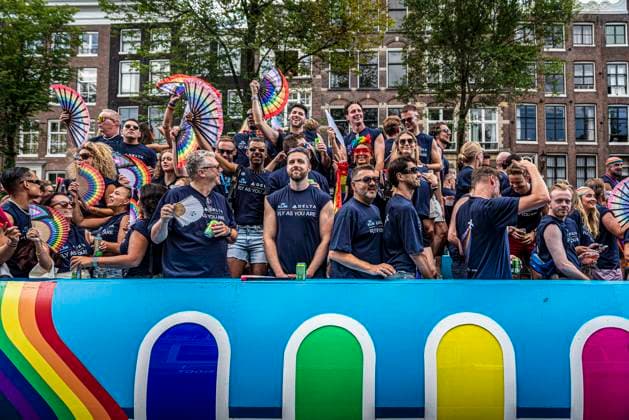 August 1, 2026, Amsterdam, North Holland, Netherlands: Delta and KLM Airlines workers join Amsterdam Pride s Canal Parade on August 1, 2026, in Amsterdam, the Netherlands. Hundreds of thousands of spectators joined the 30th edition of the Pride Canal Parade, the highlight of WorldPride Amsterdam 2026. This yearâ€⠢s parade also included the WorldPride Stadium grandstand, with seating for approximately 10,000 people to watch as floats pass by. Amsterdam Netherlands - ZUMAp202 20260801_zip_p202_083 Copyright: xJamesxPetermeierx