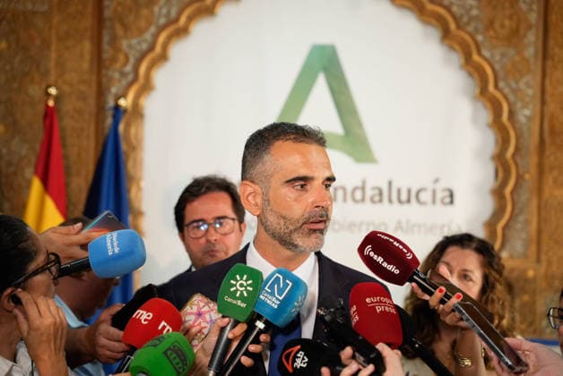 Inauguration of the Regional Delegates of the Andalusian Regional Government in the Province of Almería The Regional Minister of Agriculture, Water, Fisheries, and Rural Development, Ramón Fernández Pacheco, speaks to the media before presiding over the swearing-in ceremony for the Regional Government’s territorial delegates in Almería August 10, 2028, in Almería, Andalusia, Spain August 10, 2026 Marian Leó Almería, Andalusia, Spain Almería, Andalusia, Spain Spain Copyright: xMarianxLeonx 7708500