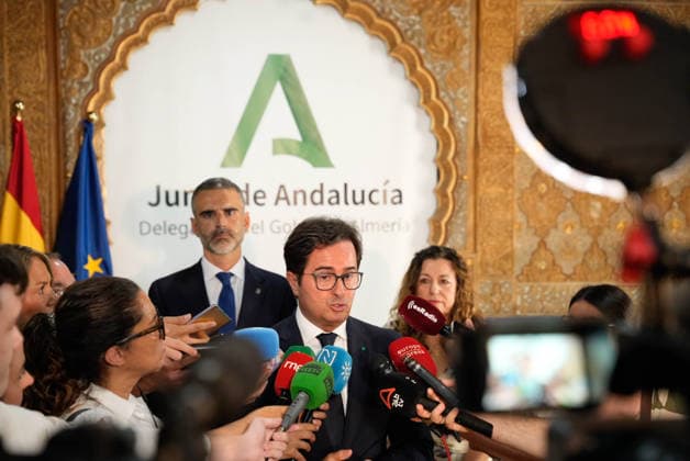 Inauguration of the Regional Delegates of the Andalusian Regional Government in the Province of Almería The provincial delegate of the Andalusian Regional Government in Almería, Francisco Góngora, speaks to the media before presiding over the swearing-in ceremony for the regional government’s territorial delegates in Almería August 10, 2028, in Almería, Andalusia, Spain August 10, 2026, Marian Leó, Almería, Andalusia, Spain Almería, Andalusia, Spain Spain Copyright: xMarianxLeonx 7708506