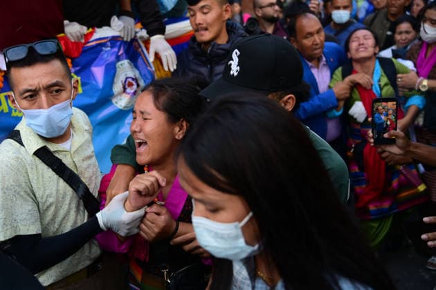 August 11, 2026, Kathmandu, Bagmati, Nepal: Relatives of Nepali mountaineers Kilu Pemba Sherpa (Kilu), Nima Sherpa, and Gyalu Sherpa mourn as the remains of the three climbers are brought to Tribhuvan International Airport in Kathmandu, Nepal, on August 11, 2026, after being repatriated from Pakistan following the Broad Peak avalanche tragedy. The three climbers were among 10 members of an international expedition killed in an avalanche while ascending toward Camp 3 on Broad Peak (8,047 m) in Pakistanâ€⠢s Karakoram Range. The tragedy also claimed the lives of renowned British-Nepali mountaineer Nirmal â€oeNims†Purja, Pur Bahadur Gurung (Yukta), Nawang Thindu Sherpa, Wang Zhong of China, Nadhira Ahmed Abdullah Al Harthy of Oma - ZUMAs330 20260811_zsp_s330_015 Copyright: xSafalxPrakashxShresthax