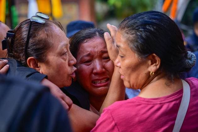 August 11, 2026, Kathmandu, Nepal: KATHMANDU, NEPAL †AUGUST 11, 2026: Relatives mourn at Tribhuvan International Airport as the remains of Nepali mountaineers Kilu Pemba Sherpa, Nima Sherpa and Gyalu Sherpa arrive in Kathmandu after being repatriated from Pakistan following the Broad Peak avalanche tragedy. The three climbers were among 10 members of an international expedition killed by an avalanche while ascending toward Camp 3 on Broad Peak, an 8,047-meter mountain in Pakistan s Karakoram Range. The tragedy also claimed the lives of renowned British-Nepali mountaineer Nirmal Nims Purja and climbers from China, Oman, the United States and Pakistan. Kathmandu Nepal - ZUMAq101 20260811_zna_q101_105 Copyright: xSafalxPrakashxShresthax