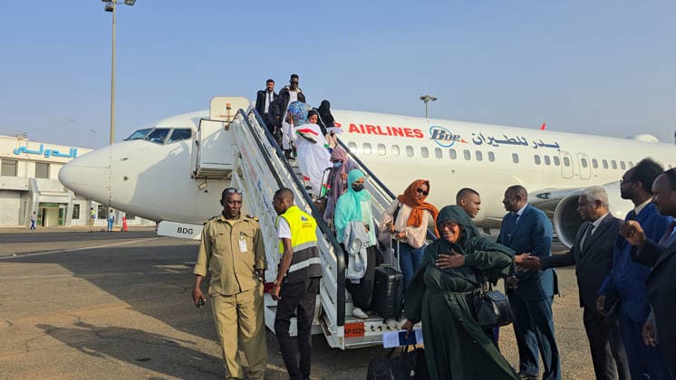 150 Sudanese return home from Kampala under voluntary return program KHARTOUM, SUDAN - AUGUST 16: Sudanese citizens disembark from a plane carrying 150 people from Kampala, Uganda, under a voluntary return program to Khartoum, Sudan, on August 16, 2026, as residents continue returning to the capital after the Sudanese army regained full control of the city on May 21, 2025, amid the ongoing economic and humanitarian crisis caused by the conflict that began between the army and the Rapid Support Forces (RSF) on April 15, 2023. Nezar Abdallah Basheer Anadolu Khartoum Sudan. Editorial use only. Please get in touch for any other usage. Copyright: x2026xAnadoluxNezarxAbdallahxBasheerx