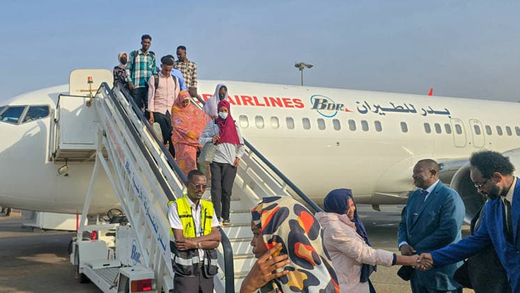 150 Sudanese return home from Kampala under voluntary return program KHARTOUM, SUDAN - AUGUST 16: Sudanese citizens disembark from a plane carrying 150 people from Kampala, Uganda, under a voluntary return program to Khartoum, Sudan, on August 16, 2026, as residents continue returning to the capital after the Sudanese army regained full control of the city on May 21, 2025, amid the ongoing economic and humanitarian crisis caused by the conflict that began between the army and the Rapid Support Forces (RSF) on April 15, 2023. Nezar Abdallah Basheer Anadolu Khartoum Sudan. Editorial use only. Please get in touch for any other usage. Copyright: x2026xAnadoluxNezarxAbdallahxBasheerx