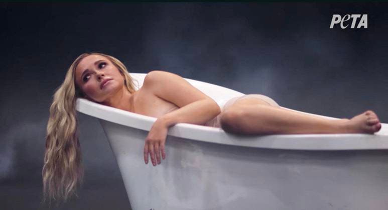 Tragic Hayden Panettiere stars in PETA campaign to save dolphins and whales in captivity that she shot two weeks before her death *BYLINE MUST CREDIT: PETA Mega* Tragic Hayden Panettiere stars in a PETA campaign to save dolphins and whales in captivity that the actress shot just two weeks before her death., , Animal lover and longtime animal rights advocate Hayden posed seemingly naked in a bathtub to speak out against marine parks holding dolphins and whales in captivity., , In the campaign video, an emotional Hayden says: Imagine spending your entire life in a bathtub. That’s what it’s like for dolphins and whales in tiny tanks at marine parks. , , She continues: We can end this, you and me. , , Hayden appears to have tears in her eyes Copyright: xThexMegaxAgencyxPETA Megax