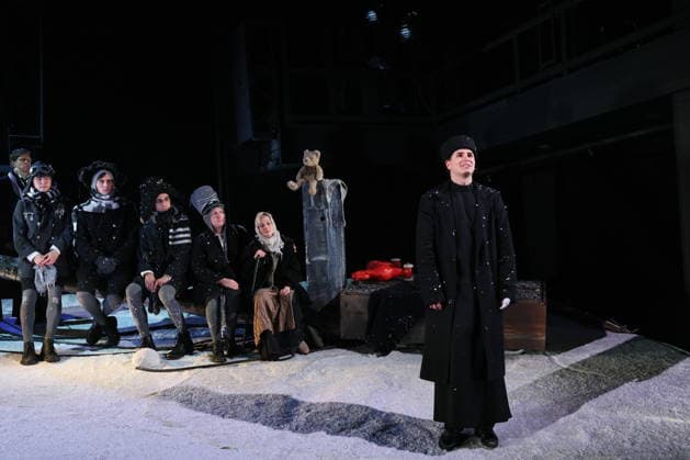 RUSSIA, MOSCOW - SEPTEMBER 2, 2026: Actor Alexander Porshin as Alesha Karamazov (foreground) in a scene from the Moscow Chekhov Art Theater production Kolya Krasotkin by Maxim Melamedov, based on the Fyodor Dostoyevsky™s novel Brothers Karamazovyâ Moscow Russia - ZUMAt113 20260902_zaa_t113_635 Copyright: xAlexanderxShcherbakx