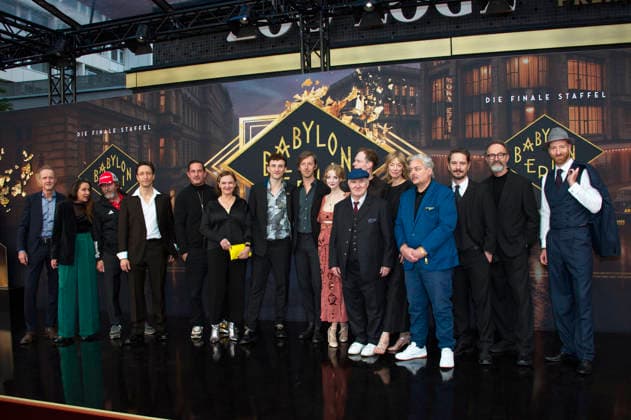 Holger Handtke, guest, Thorsten Merten, Hendrik Heutmann, Sönke Möhring, Heike Hanold Lynch, Nils Hohenhövel, Max Mauff, Lilli Fichtner, Udo Samel, Robert Besta, Jenny Schily, Rüdiger Klink, Michael Baral, Peter Jordan, and a guest at the world premiere of the fifth and final season of the TV series Babylon Berlin at the Zoo Palast in Berlin, September 10, 2026 Foto:xC.xBehringx xFuturexImagex babylon_berlin_6999