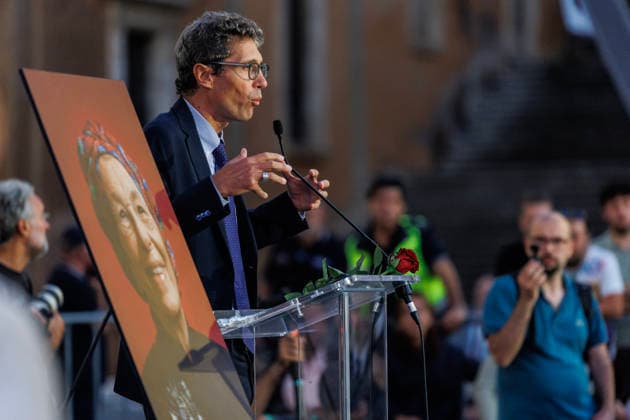September 14, 2026, Rome, Italia, Italy: Riccardo Magi during the public commemoration for Emma Bonino in Piazza del Campidoglio, Rome, 14 09 2026 Rome Italy - ZUMAa289 20260914_zia_a289_074 Copyright: xFrancescoxFotiax xAgfx