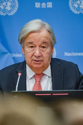 September 16, 2026, New York, New York, United States: United Nations Secretary-General ANTONIO GUTERRES speaks during his final press conference ahead of the UN General Assemblyâ€⠢s annual High-Level Week as Secretary-General, at UN Headquarters. Ahead of UNGA81, Guterres addressed escalating global conflicts and geopolitical divisions, the climate crisis, widening inequality and the rapid development of artificial intelligence, calling for stronger international cooperation, respect for the UN Charter and international law, and greater global safeguards around AI. Guterresâ€⠢ second and final term as UN Secretary-General concludes at the end of 2026. New York United States - ZUMAo116 20260916_znp_o116_002 Copyright: xBiancaxOterox
