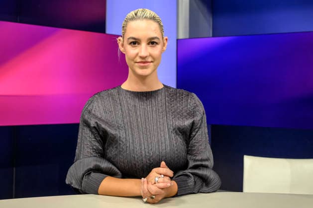 Pictured, from left: Victoria Reichelt, journalist, GER, Berlin, studio, guest on Maischberger, political talk show, TV, program, with host Sandra Maischberger, Das Erste, from Adlershof, Studio 20, September 16, 2026, Copyright: HMBxMedia UwexKoch