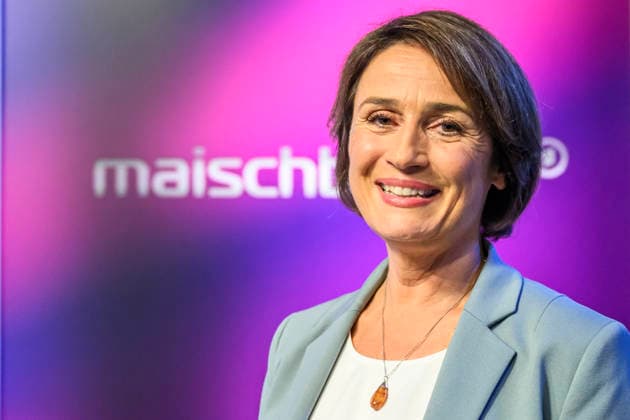 Pictured, from left: Sandra Maischberger, GER, Berlin, studio, guest on *Maischberger*, political talk show, TV, program, with host Sandra Maischberger, *Das Erste*, from Adlershof, Am Studio 20, September 16, 2026, Copyright: HMBxMedia UwexKoch