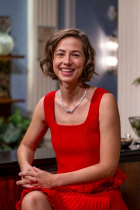September 16, 2026, ARD telenovela *STURM DER LIEBE*, photo shoot for Season 23 on the film set in Munich, at Bavaria Film in Geiselgasteig, in the studio set of the fictional Hotel Fürstenhof. The new season premieres on November 4, 2026. Actress Pippa Fee Rupperti, who plays Emilia Jakobi, on the set of the series on September 16, 2026, ARD series *Sturm de