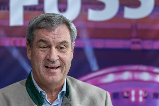 Statement of Interest from the City of Nuremberg, the Free State of Bavaria, and BLSV Regarding the 20XX Finals, Nuremberg, September 17, 2026 Dr. Markus Söder, Minister-President of the Free State of Bavaria (CSU), speaks with a smile during an event at Max Morlock Stadium. He appears to be in good spirits and is articulate. Nuremberg, Max Morlock Stadium, Bavaria, Germany 20260917-6V2A1091-M4000