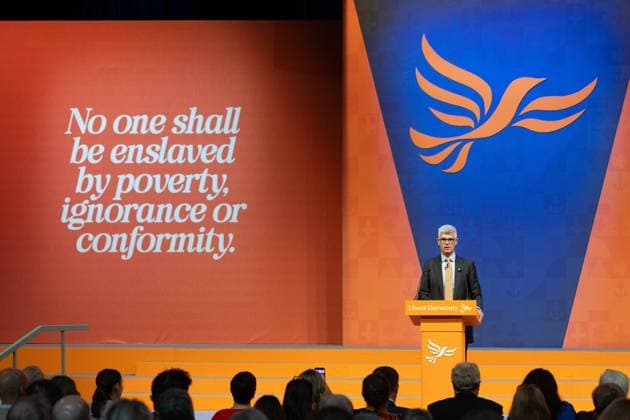 September 19, 2026, Brighton, United Kingdom: Dr Al Pinkerton, Liberal Democrat MP for Surrey Heath and Europe spokeperson, addresses the delegates at the Liberal Democrat Autumn Conference 2026 at the Brighton Centre.Day one of the Liberal Democrat Autumn Conference at the Brighton Centre. The event runs from 19 Sept to 22 Sept 2026, bringing together party members, MPs, and delegates to debate policy, vote on key motions, and deliver keynote addresses Brighton United Kingdom - ZUMAs197 20260919_aaa_s197_125 Copyright: xPhilxLewisx