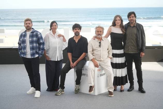 Roberto Bueso, Eduard Fernandez, Meritxell Calvo, Adam Jezierski, Francesco Carril, Cristina Plazas, Jaime Ortiz photocall of premiere El Mal Padre during the 74nd San Sebastian Film Festival in San Sebastian, Spain, on Tuesday, 22 September, 2026. Cordon Press