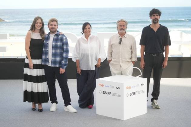 Roberto Bueso, Eduard Fernandez, Meritxell Calvo, Adam Jezierski, Francesco Carril, Cristina Plazas, Jaime Ortiz photocall of premiere El Mal Padre during the 74nd San Sebastian Film Festival in San Sebastian, Spain, on Tuesday, 22 September, 2026. Cordon Press
