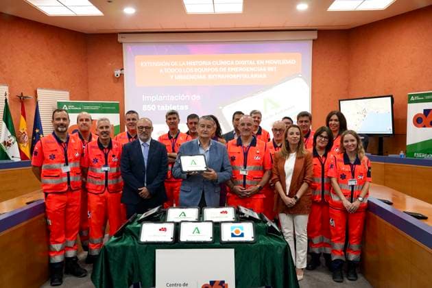 Presentation in Málaga of the new tablets for the 061 Emergency Medical Services of Andalusia The First Vice President of the Regional Government and Minister of the Presidency, Health, and Emergencies, Antonio Sanz, during the presentation ceremony for the new tablets for the 061 Andalusian Health Emergency Services. September 23, 2026, in Málaga, Andalusia, Spain. SEPTEMBER 23, 2026, in Málaga, Andalusia, Spain. Málaga, Andalusia, Spain. Spain Copyright: xÃlexxZeax 7793398