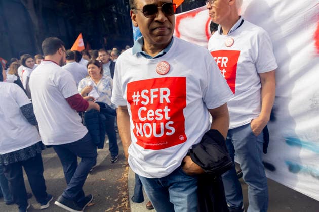 Paris, France September 24, 2026 - Protest of Altice France group employees. Employees of the Altice France group, the parent company of the SFR telecom operator which is set to be sold to its competitors are protesting to defend their jobs as a major overhaul of the sector looms. ALTICE, SFR, SYNDICATS, TELECOM, ECONOMIE, GREVE, MANIFESTATION, OPERATEURS DE TELEPHONIE, FAI FOURNISSEURS D ACCES A INTERNET, GREVISTES, TRAVAILLEURS, MANIFESTANTS Copyright: xVincentxIsore IP3x
