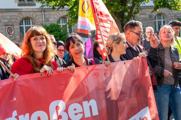 Kerstin Wolter, Elif Eralp, Ines Schwerdtner, EUR, Germany, Berlin, September 26, 2026 Kerstin Wolter, Elif Eralp, Ines Schwerdtner The Left Party bloc Nationwide social protests organized by the DGB and its member unions under the slogan You’ve Earned It: Your Work, Your Health, Your Pension