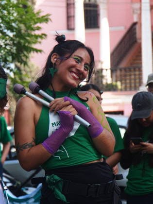 September 26, 2026, Lima, Lima, Peru: Group of women playing drums when on International Safe Abortion Day hundreds of women, wearing green scarf, carry out a demonstration demanding legal, safe, and free abortion in Peru, as part of the comprehensive health of girls, adolescents, women, and anyone with the possibility of gestating. Abortion in Peru, a conservative country, is illegal and punishable Lima Peru - ZUMAg240 20260926_zip_g240_004 Copyright: xCarlosxGarciaxGranthonx