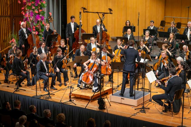 September 26, 2026, International Classical Music Festival Festival of Nations 2026, at the Kurhaus in Bad Wörishofen, Unterallgäu; opening concert featuring Sol Gabetta (center), cello, with the Deutsche Kammerphilharmonie Bremen and conductor Aurel Dawidiuk, September 26, 2026, Bad Wörishofen Classical Music Festival, September 26, 2026, Bad Wörishofen Classical Music Festival