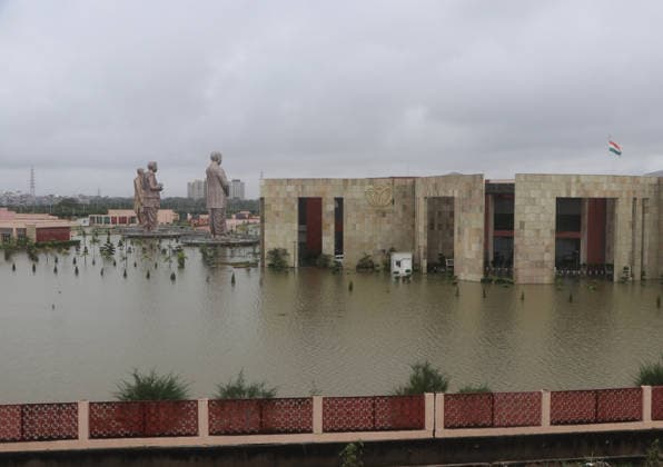 LUCKNOW, INDIA - SEPTEMBER 26: Waterlogging seen at Atal Prerna Sthal Vasant Kunj following two days of continuous rainfall , on September 27, 2026 in Lucknow, India. According to the India Meteorological Department forecast, weather conditions are likely to remain affected in the state on Saturday and Sunday. In eastern Uttar Pradesh, a warning of very heavy rainfall has been issued, along with heavy rainfall, thunder and lightning, and strong winds. (Photo by Deepak Gupta Hindustan Times ) Lucknow: Heavy Rain Triggers Waterlogging, Traffic Disruptions Across City