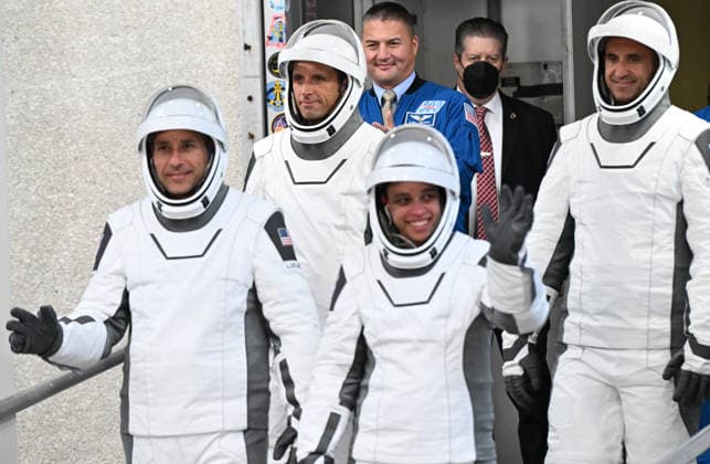 SpaceX Prepares to Launch Crew-13 Mission for NASA from Cape Canaveral, Florida CAPE CANAVERAL, FLORIDA, UNITED STATES - OCTOBER 1: (L-R) NASA astronaut Luke Delaney, Canadian Space Agency astronaut Joshua Kutryk, NASA astronaut Jessica Watkins, and Roscosmos cosmonaut Sergey Teteryatnikov walk out from the Neil Armstrong Operations and Checkout Building at the Kennedy Space Center ahead of their scheduled launch aboard a SpaceX Falcon 9 rocket on October 1, 2026 in Cape Canaveral, Florida. The Crew-13 astronauts will launch from pad 40 at Cape Canaveral Space Force Station for a six month mission to the International Space Station. Paul Hennesy Anadolu Florida United States. Editorial use only. Please get in touch for any other usage. Copyright: x2026xAnadoluxPaulxHennesyx