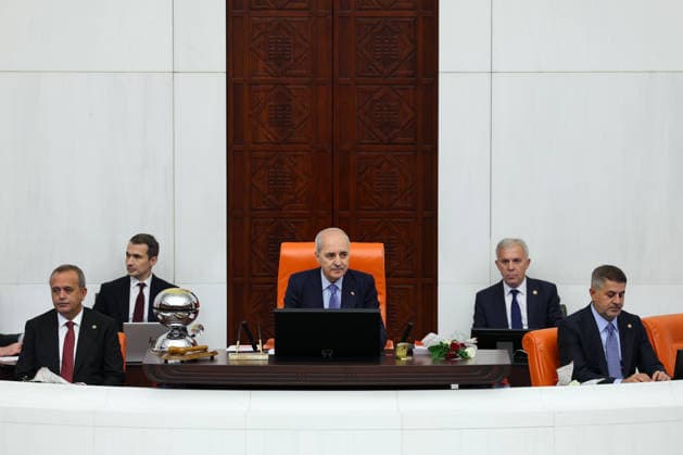 Opening Event of the 5th Legislative Year of the 28th Term of the Grand National Assembly of Turkiye ANKARA, TURKIYE - OCTOBER 1: (----EDITORIAL USE ONLY - MANDATORY CREDIT - TURKISH GRAND NATIONAL ASSEMBLY HANDOUT - NO MARKETING NO ADVERTISING CAMPAIGNS - DISTRIBUTED AS A SERVICE TO CLIENTS----) Turkish Parliament Speaker Numan Kurtulmus delivers a speech as the General Assembly of the Turkish Grand National Assembly (TGNA) convenes for the opening of the 5th Legislative Year of the 28th Term in Ankara, Turkiye, on October 1, 2026. Turkish Grand National Assembly Handout Anadolu Ankara Turkey. Editorial use only. Please get in touch for any other usage. Copyright: x2026xAnadoluxTurkishxGrandxNationalxAssemblyx xHandoutx