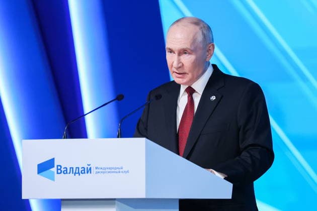 RUSSIA, MOSCOW REGION - OCTOBER 1, 2026: Russia s President Vladimir Putin speaks during a plenary session titled Responsibility for the Future: Limits of the Possible or Possibilities Without Limit? at the 23th annual meeting of the Valdai Discussion Club in Istra Russia - ZUMAt113 20261001_zaa_t113_324 Copyright: xAlexanderxShcherbakx