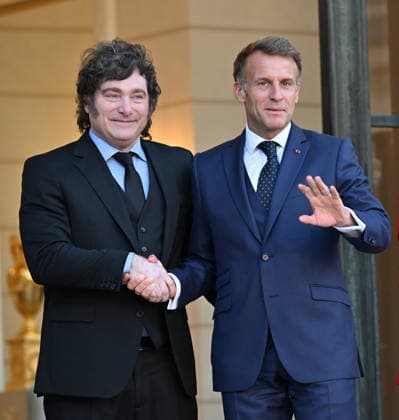 Emmanuel Macron - Javier Milei meeting in Paris PARIS, FRANCE - OCTOBER 1: French President Emmanuel Macron (R) and Argentine President Javier Milei (L) pose for a photo ahead of their meeting at the Elysee Palace in Paris, France on October 1, 2026. Mustafa Yalcin Anadolu Paris France. Editorial use only. Please get in touch for any other usage. Copyright: x2026xAnadoluxMustafaxYalcinx